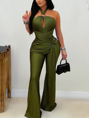 Sexy Hollow Out Backless Halter Regular Jumpsuits