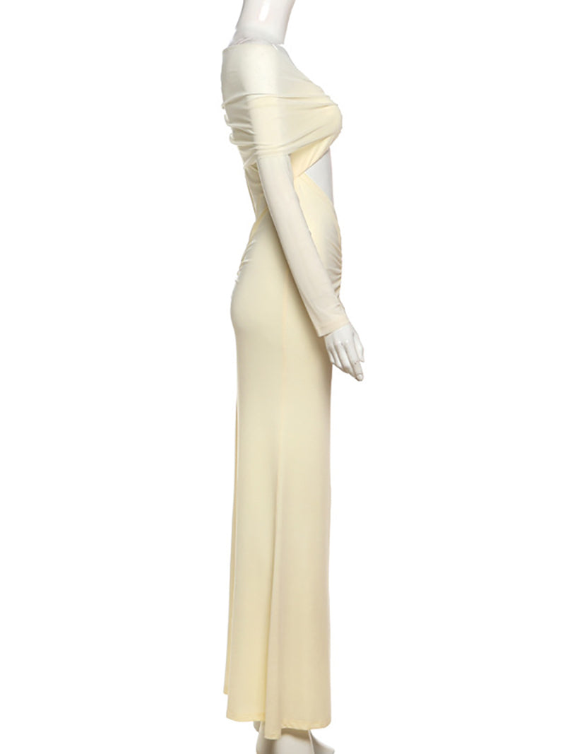 Sexy Elegant Mesh Backless Off Shoulder Maxi Dress