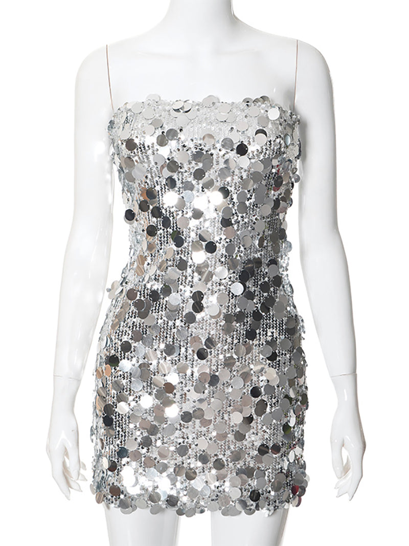 Sexy Strapless Sequin Club Mini Dress