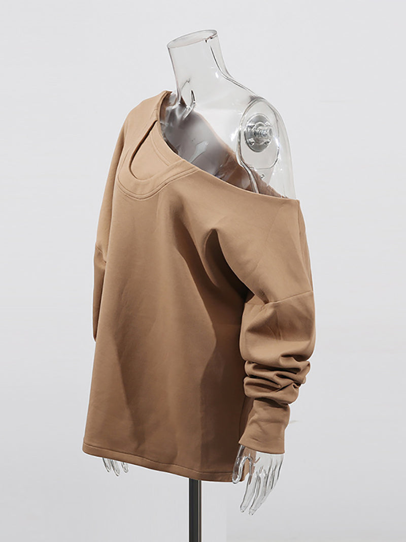 Asymmetrical Jersey Off-the-shoulder Sweatshirt