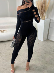 Sexy Hollow out Knit Slim Jumpsuit