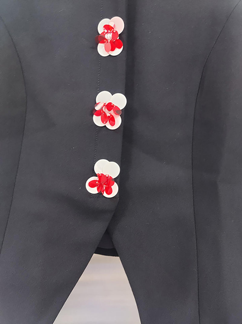 Elegant O Neck Floral Button-up Top Mini Skirt Sets