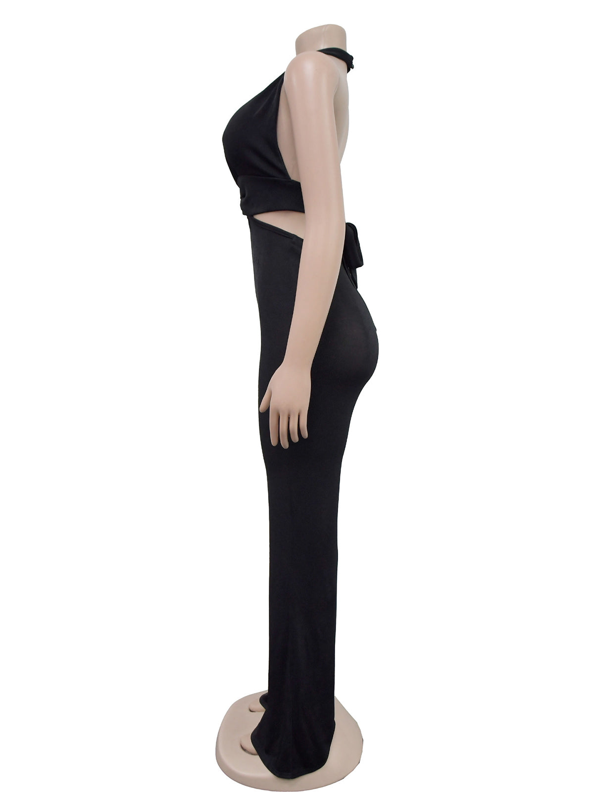 Sexy Solid Color Halter Strap Backless Club Jumpsuits