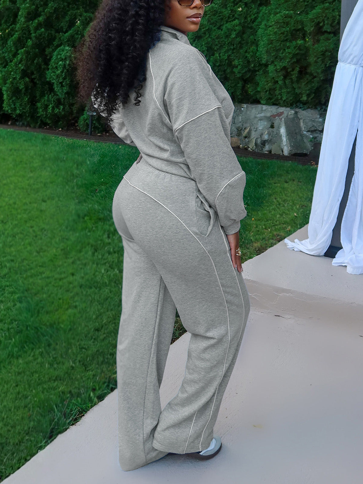 Striped Cropped Hoodie and Straight-Leg Joggers Set
