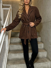 Belted Tailored Long Sleeve Jacket -boutique