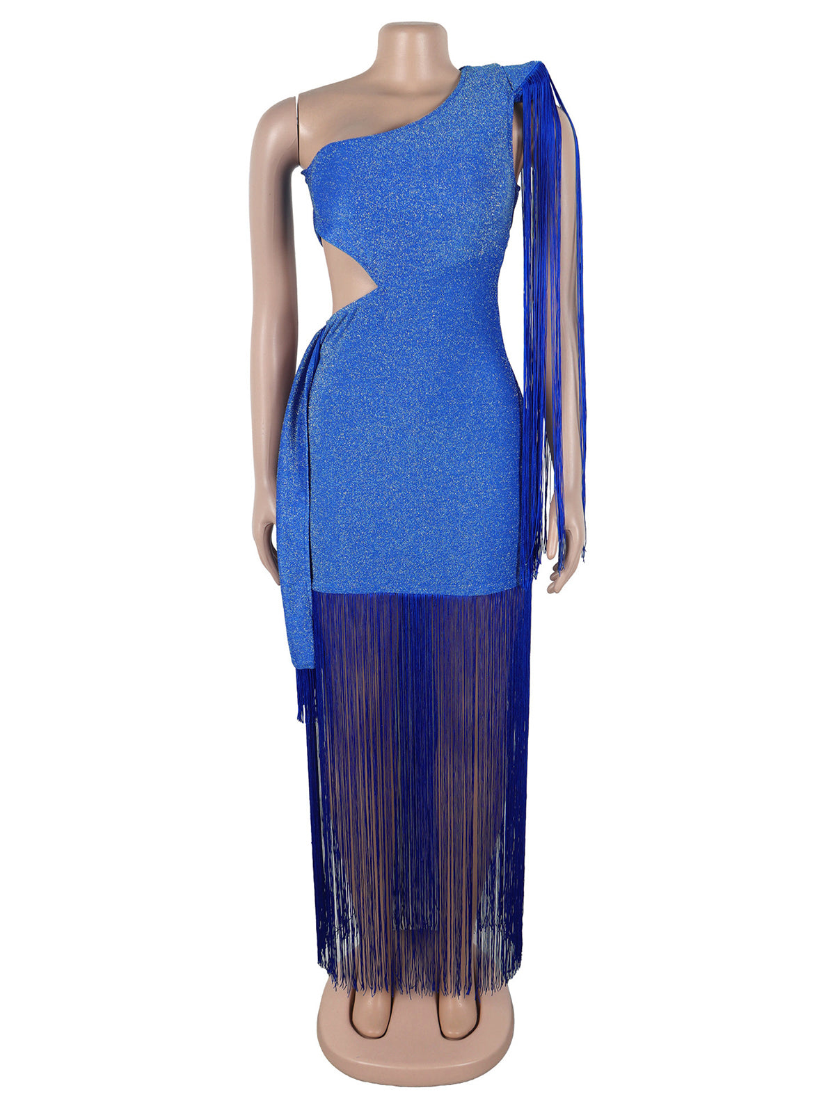 Sexy One-Shoulder Tassel Hollow Maxi Dress