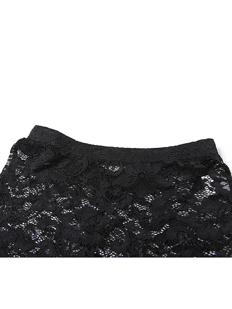 Sexy Lace See through Bodysuit Two Pieces Pants Set