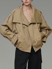 Convertible Stand Collar Relaxed Short Jacket-boutique