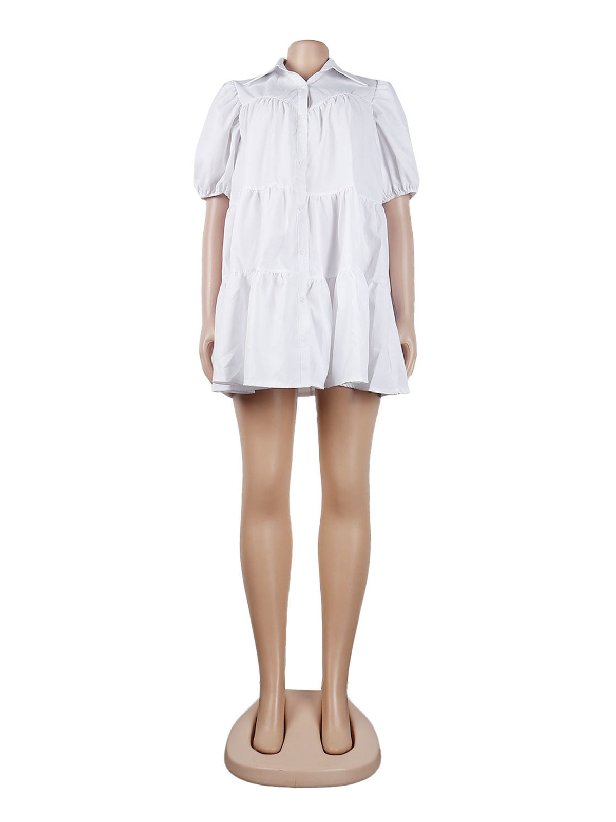 Casual Turn-down Collar Ruffle Loose Dress