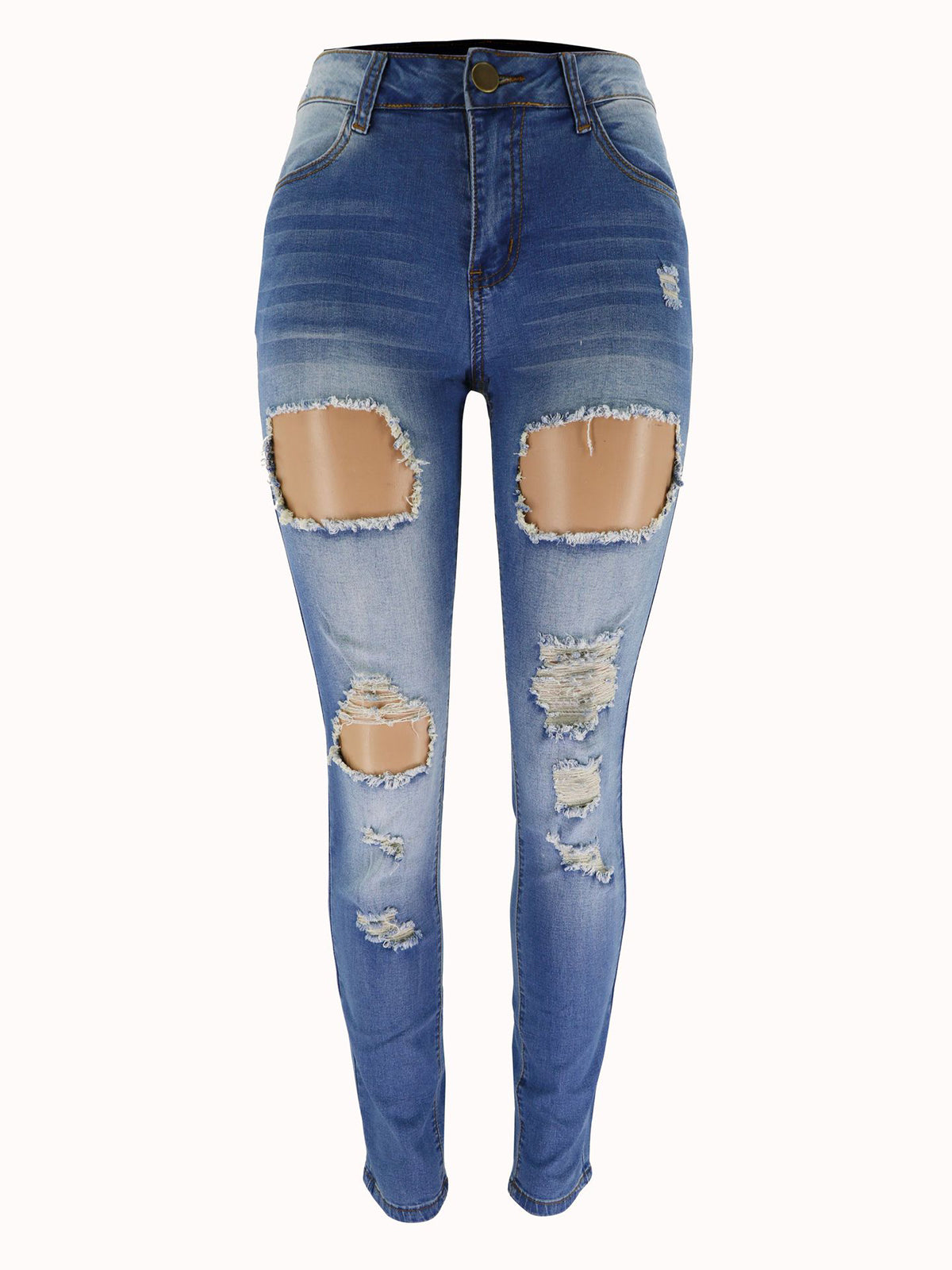 Fashion Lift The Hips Pencil Pants Ripped Jeans