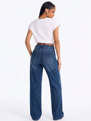 High Waist Relaxed Wide Leg Blue Jeans