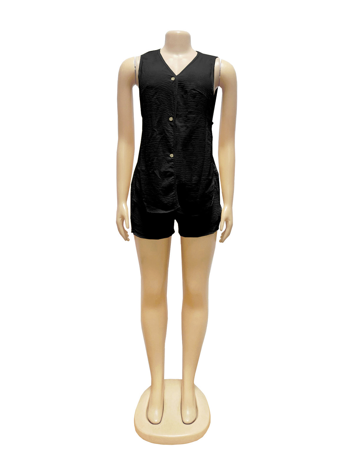 Casual V-Neck Tank Top and Shorts Two Piece Set