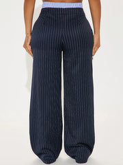 Fashion High Waist Striped Straight Leg Pants