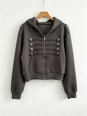 Convertible Zip Button Oversized Hoodie-boutique