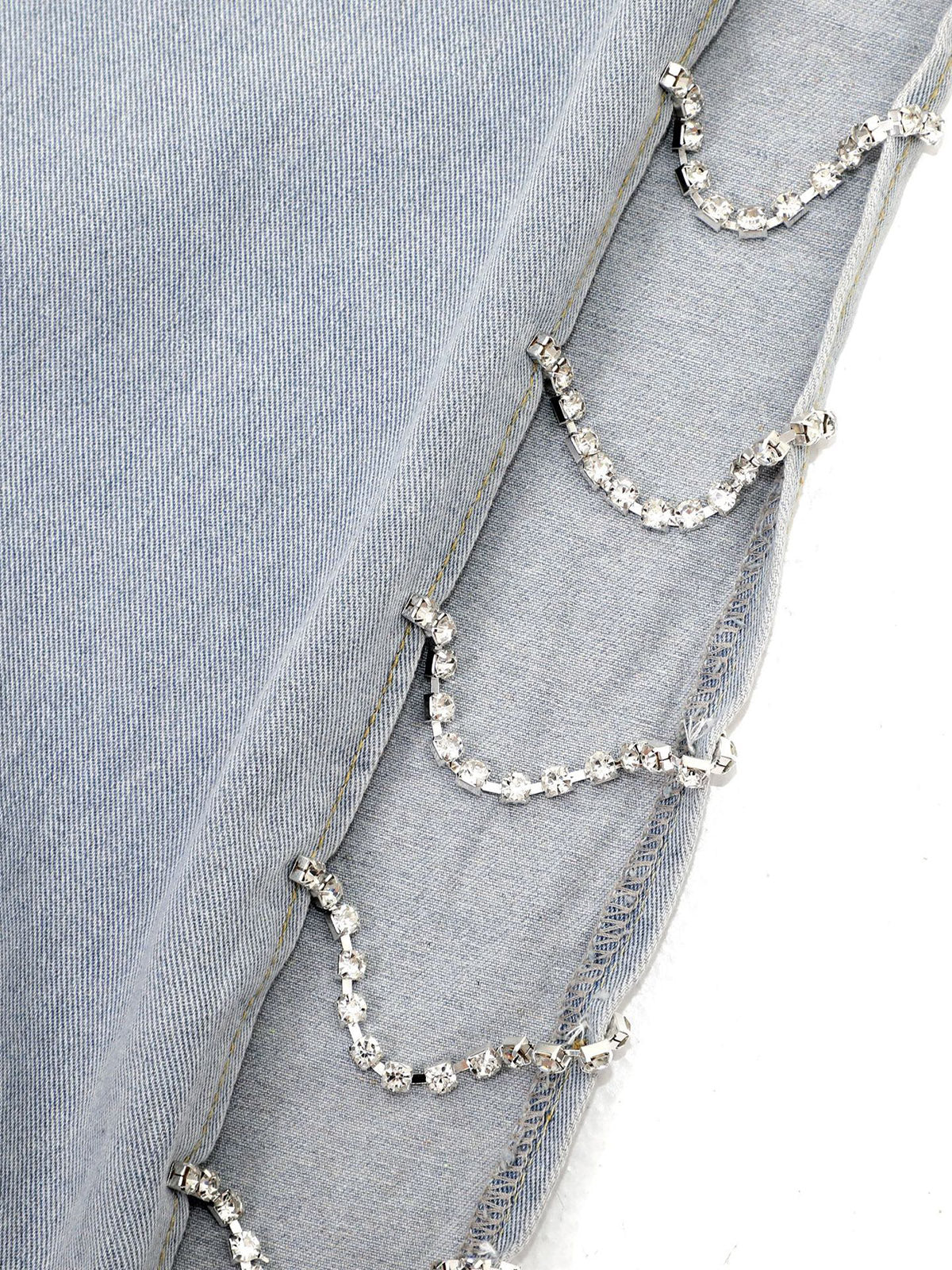 Rhinestone Chain Denim Wide Leg Jeans