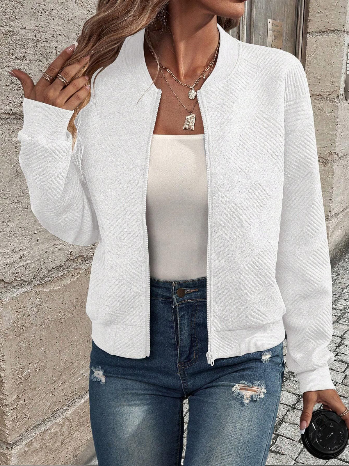 Casual Hoodie Zipper Baseball Collar Jacket