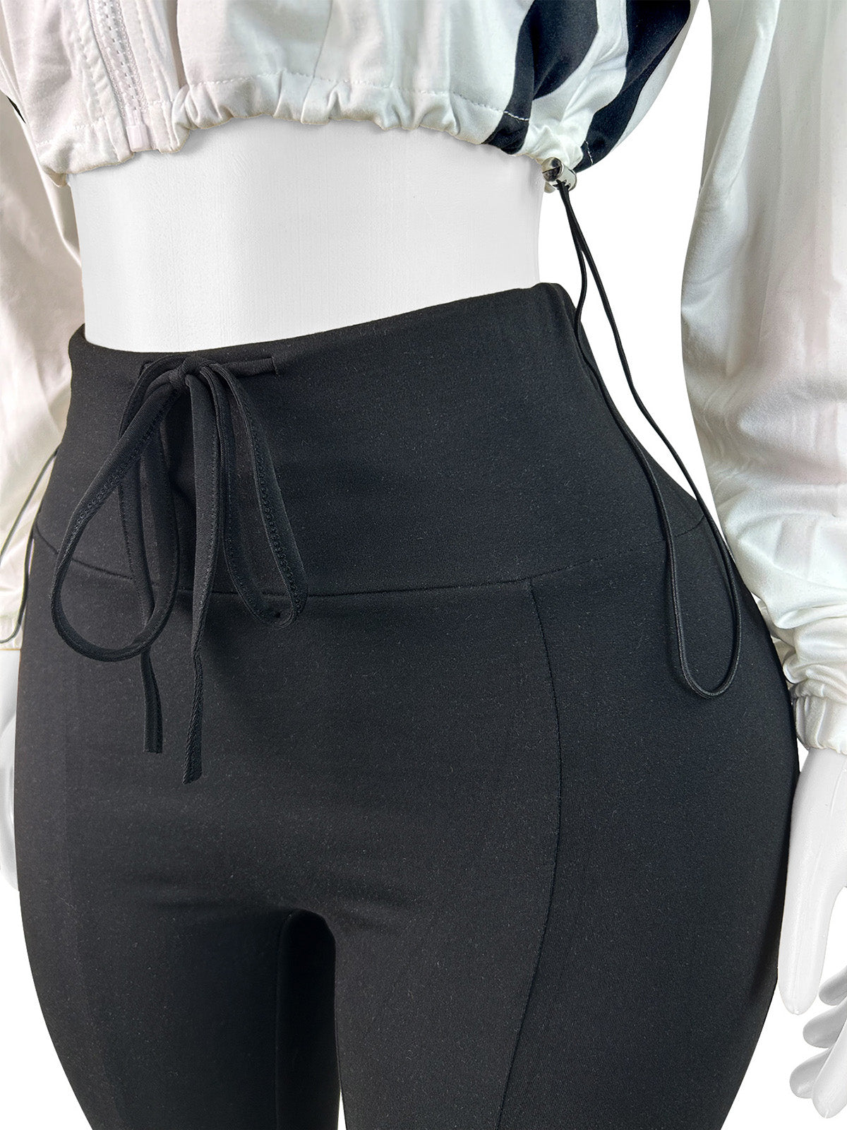 Contrast Color Drawstring Zipper Sweatshirt Shorts Sets