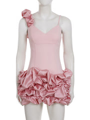 Elegant V Neck Slim Ruffles Mini Dress