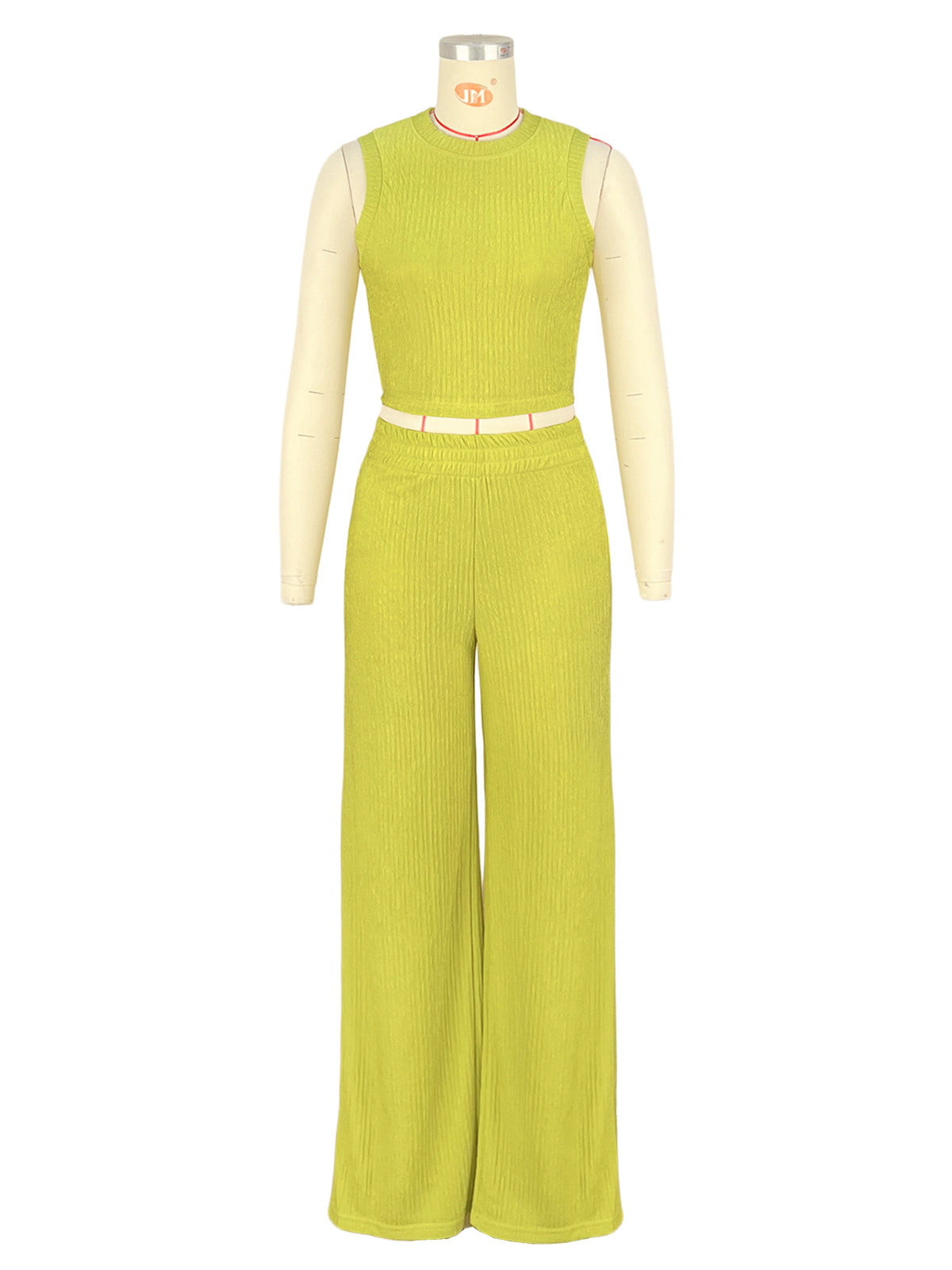 Casual Sleeveless Crop Top And Trousers Two Piece Set