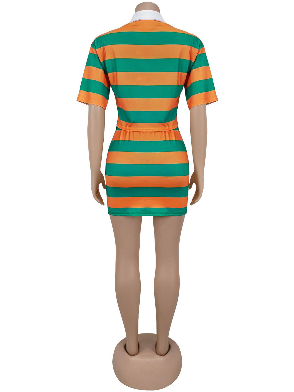 Casual Stripe Crop Top and Short Skirt Two piece Set