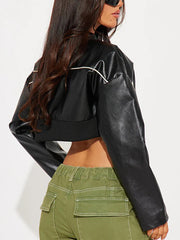 Fashion Faux Leather Cropped Jacket