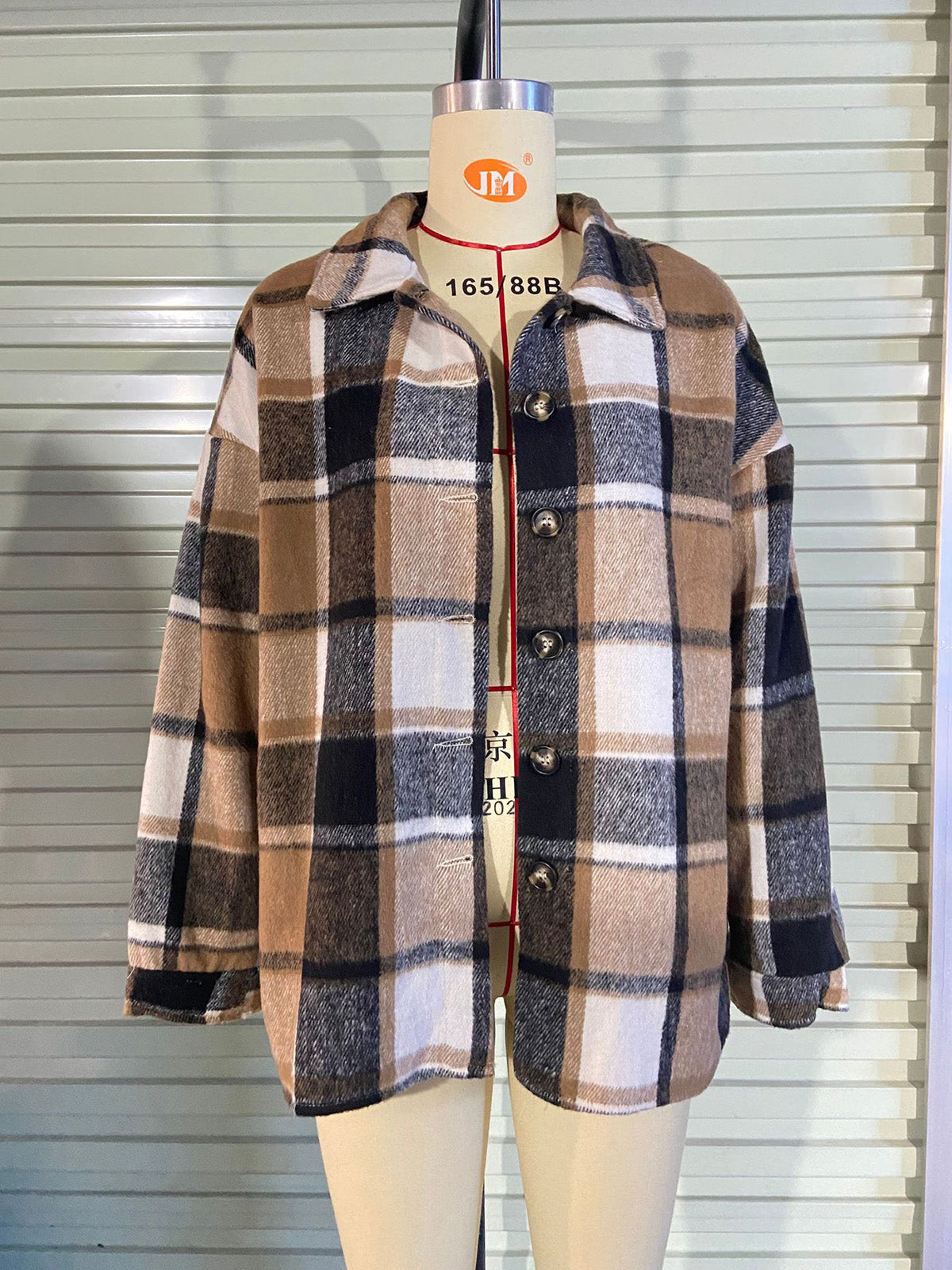 Fashion Flannel Plaid Shacket Jacket