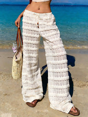 Casual Ruffle Straight Leg Cover Up Pants