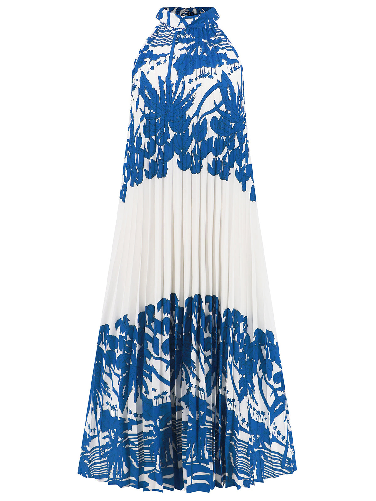 Sexy Sleeveless Print Loose Pleated Dress