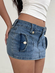 Fashion Casual Cargo Denim Mini Skirt