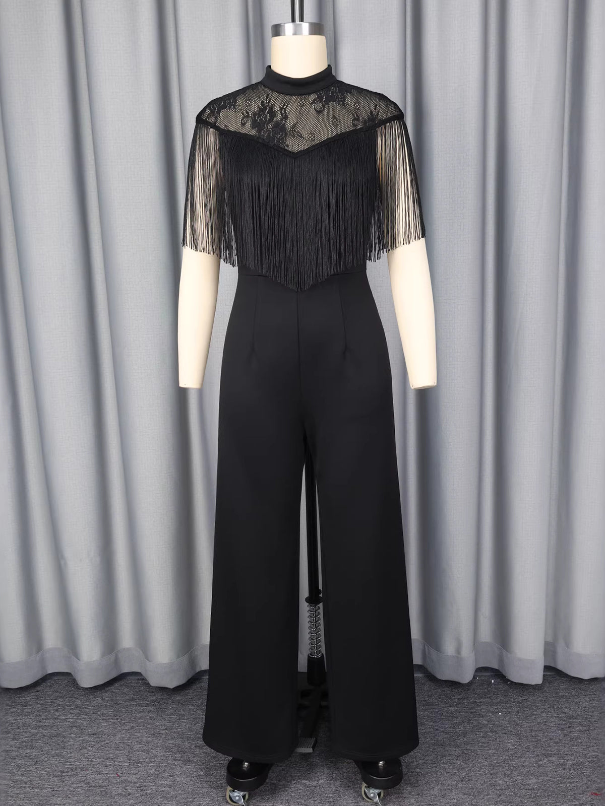 Fashion Fringe Lace Patchwork Slim Jumpsuit