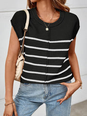 Fashion Stripe Sleeveless Knit Vest Top