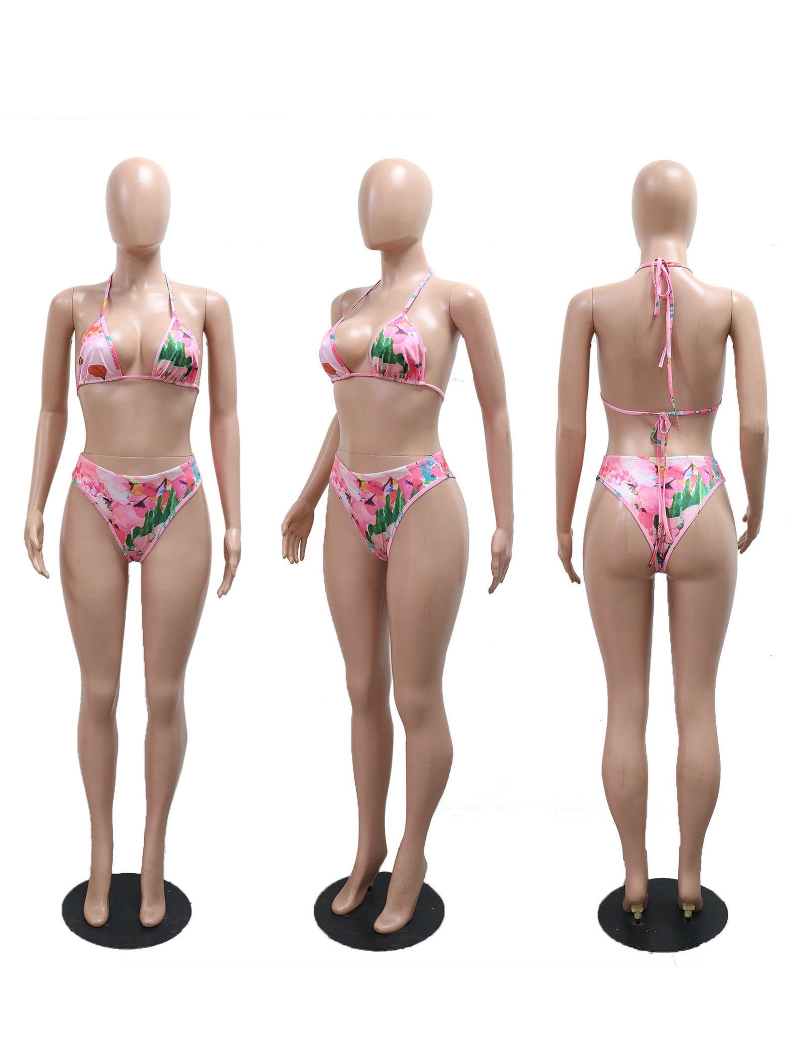 Sexy Print Beach Bikini Skirt Three Piece Set Cover up
