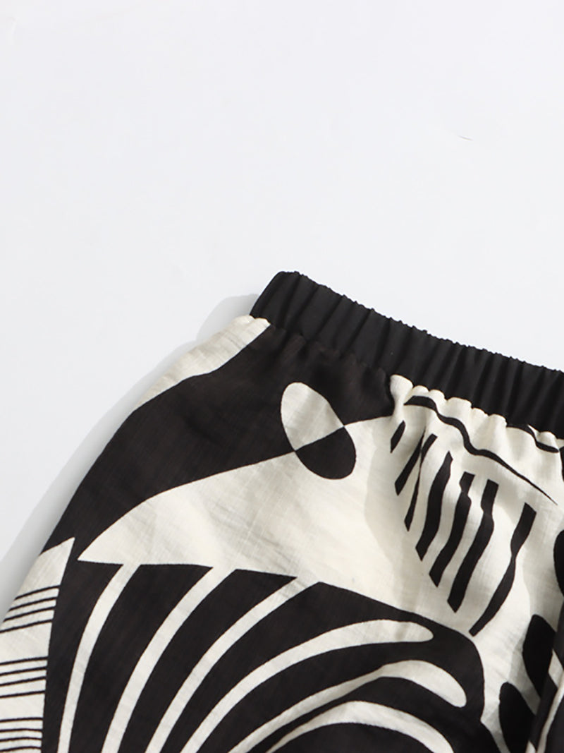Casual Print Strapless Straight Trousers Two Piece Set