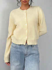 Casual Button-Up Long Sleeve Knit Cardigan Sweater