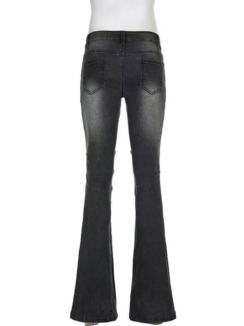 Vintage Skinny Low Rise Flared Jeans