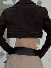 Fashion Button Cropped Denim Jacket