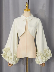 Floral Applique Flare Sleeve Jacket-boutique