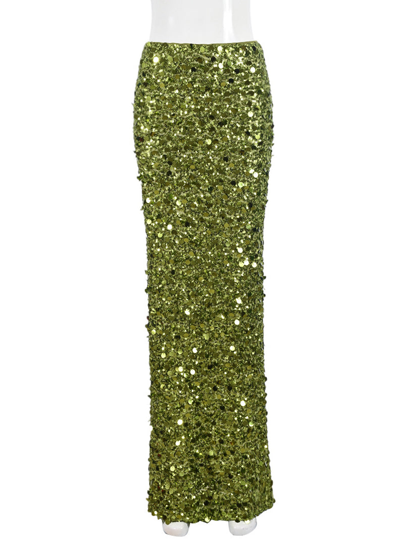 Fashion Sequin Sheath Long Skirt