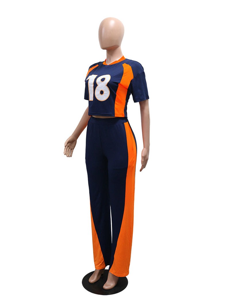 Fashion Digital Print Half Sleeve Casual Two Pieces Set