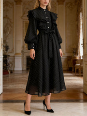 Elegant Rhinestone Embellishment Ruffle Maxi Dress