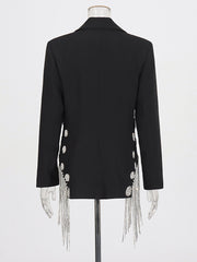 Fashion Rhinestone Decorate Tassels Blazer