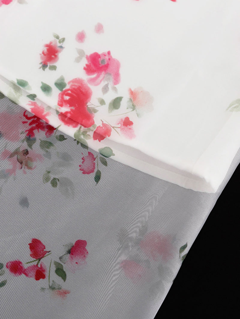 Fashion Sheer Mesh Floral Print Maxi Skirt
