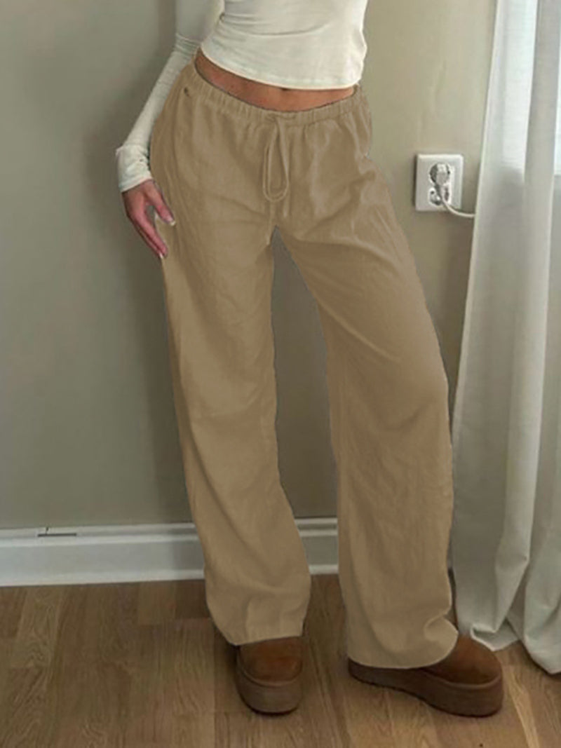 Solid Color Drawstring Loose Casual Pants