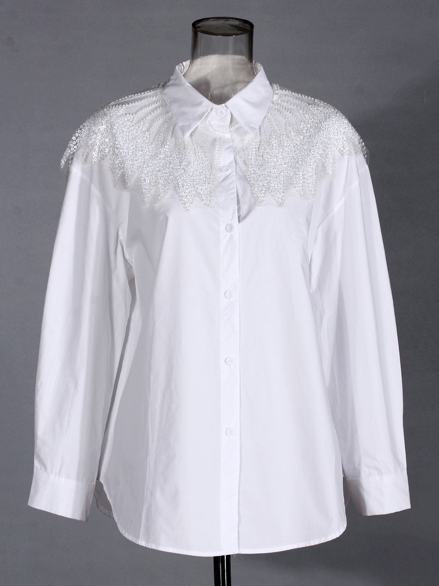 Elegant Sequin Beaded Cape Blouse