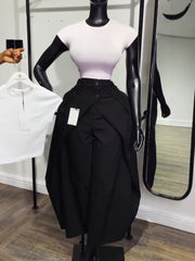 High Waist Draped Wide Leg Pants