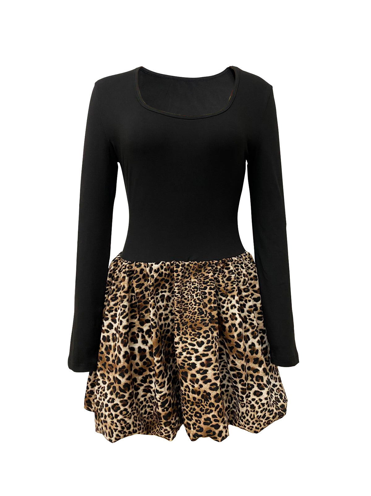 Solid Color All-Match Hem Bubble Mini Dress