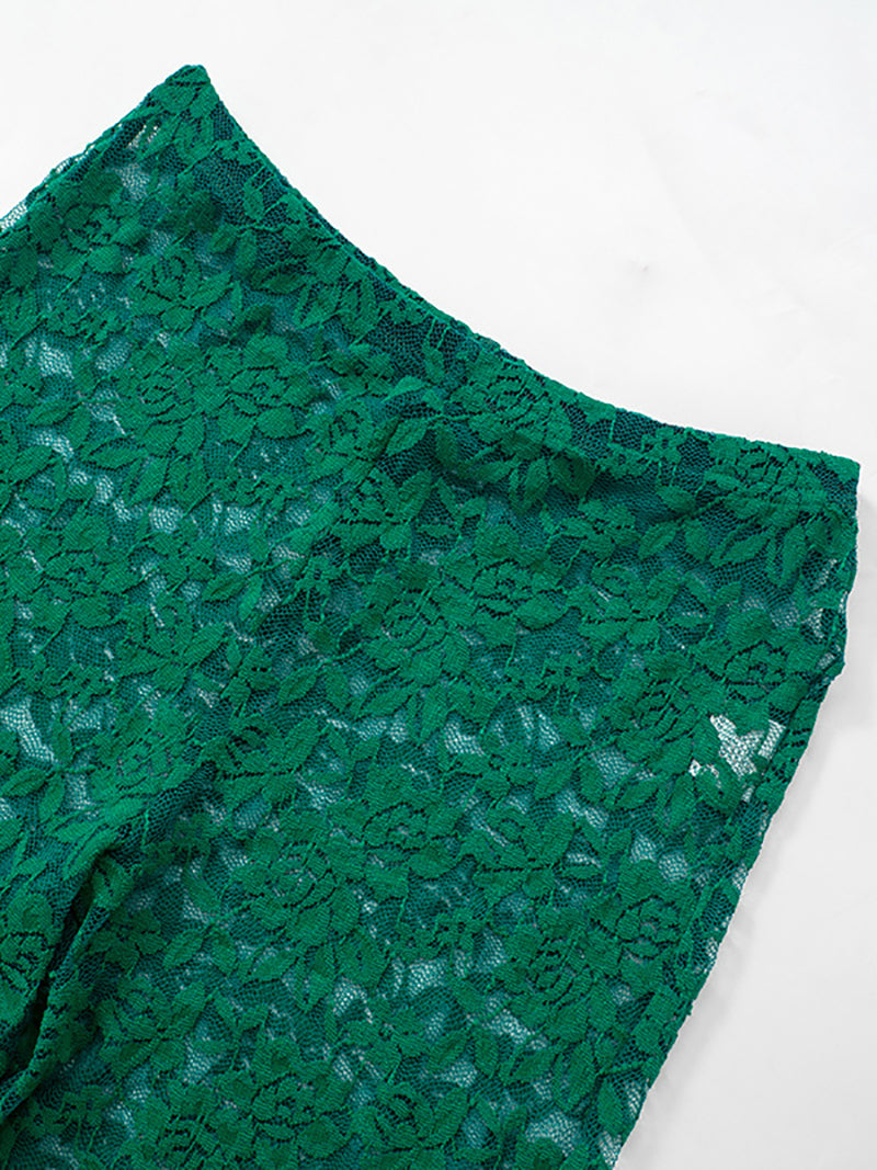 Sexy Lace See Through Crop Top Nightclub Sets