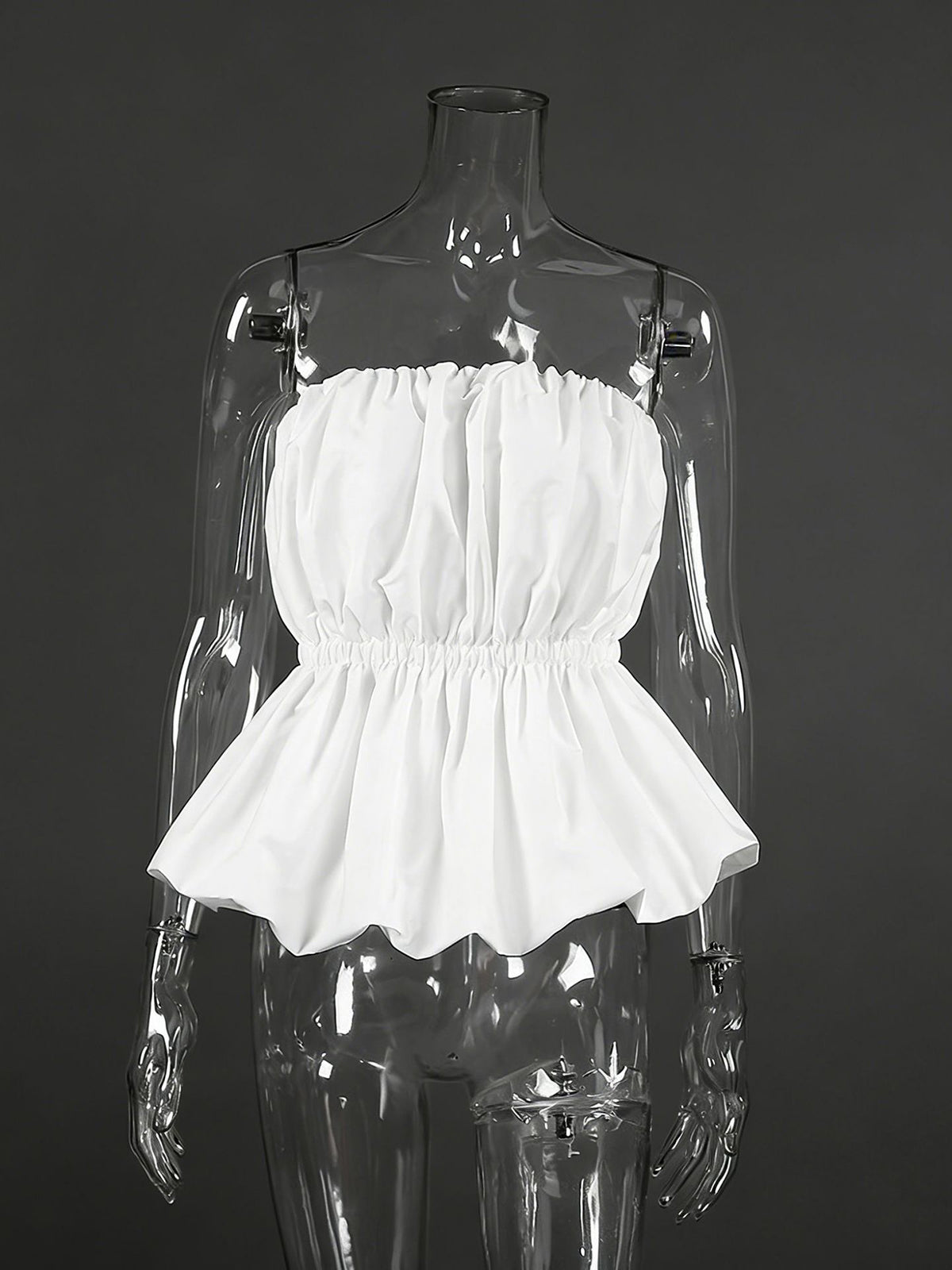 Sexy Strapless Cinched Waist Bubble Tops