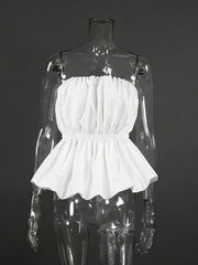 Sexy Strapless Cinched Waist Bubble Tops