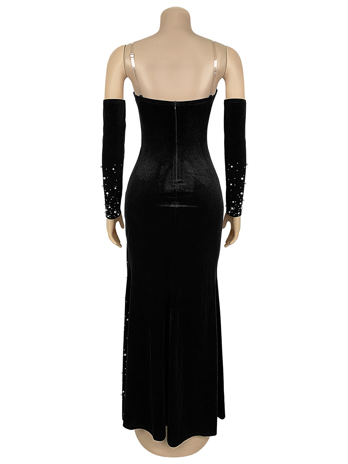 Sexy Off Shoulder Beading Slit Maxi Dress Gown
